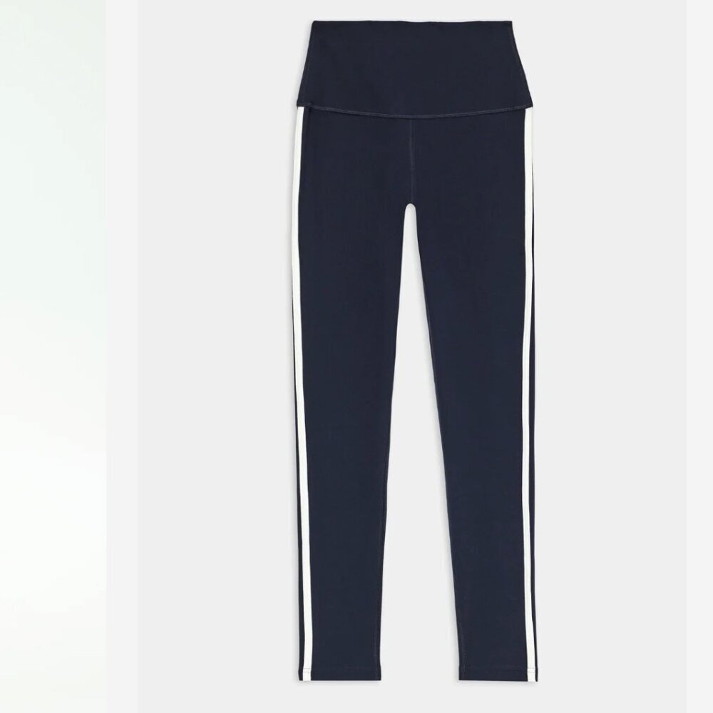 Splits59 Amber Airweight High Waist 7/8 Legging in Indigo Blue White L $128